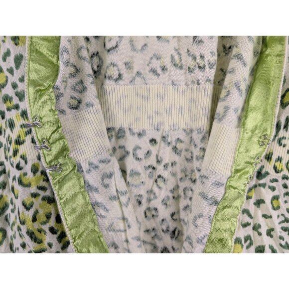 Soft Surroundings Sweater Womens 2X Green Leopard Print Hooded Cardigan - Picture 2 of 7